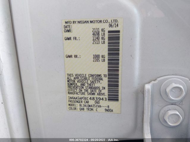 1N4AA5AP3EC483943 Nissan Maxima 3.5 S