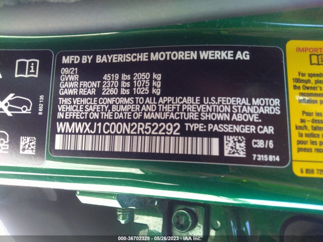 2022 Mini Clubman, VIN: WMWXJ1C00N2R52292