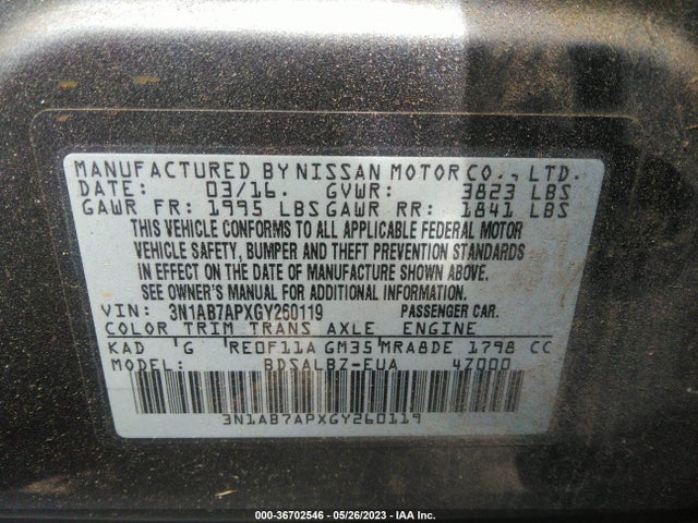 Nissan SENTRA S 2016 3N1AB7APXGY260119 Image 9