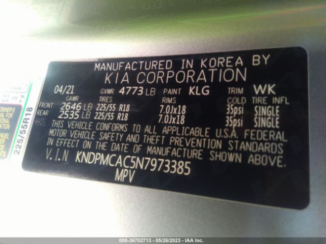 KNDPMCAC5N7973385 KIA Sportage Lx