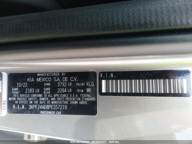 3KPF24AD8PE557219 KIA Forte Lxs