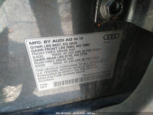WA1LHAF72JD039824 Audi Q7 Premium Plus