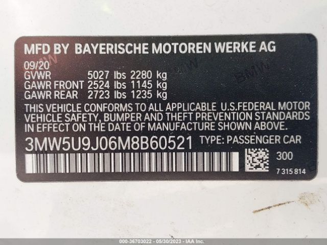 3MW5U9J06M8B60521 BMW 3 Series M340i Xdrive
