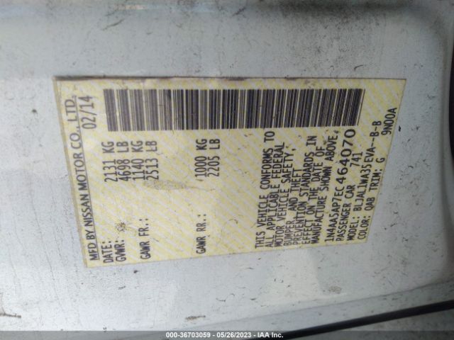 1N4AA5AP7EC464070 Nissan Maxima 3.5 Sv W/sport Pkg