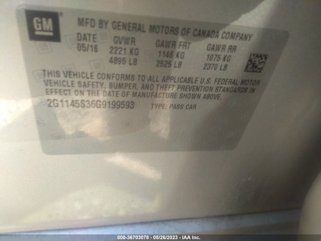 Chevrolet IMPALA LTZ 2016 2G1145S36G9199593 Image 9