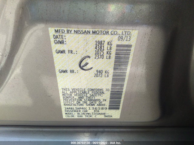 2014 NISSAN ALTIMA 3.5 SL VIN: 1N4BL3AP4EC136589
