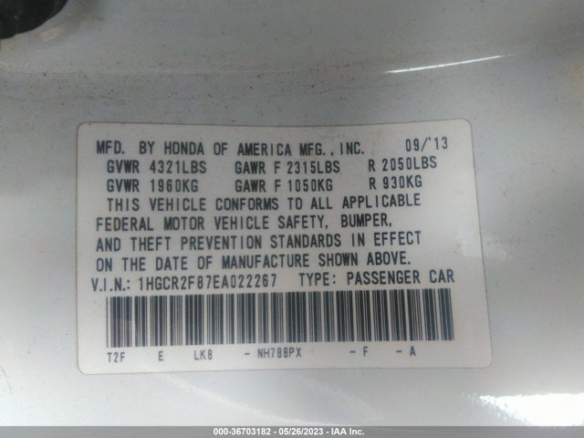 Honda Accord Sedan Ex-l 2014 1HGCR2F87EA022267 Image 10