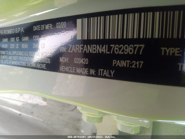ZARFANBN4L7629677 Alfa Romeo GIULIA TI