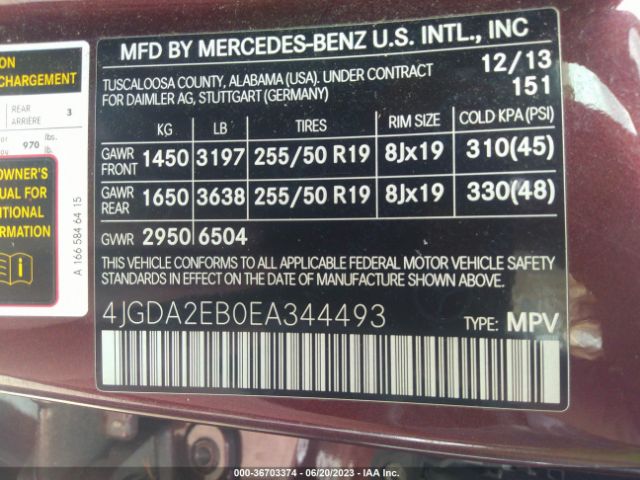 4JGDA2EB0EA344493 Mercedes-Benz M-class Ml 350 Bluetec