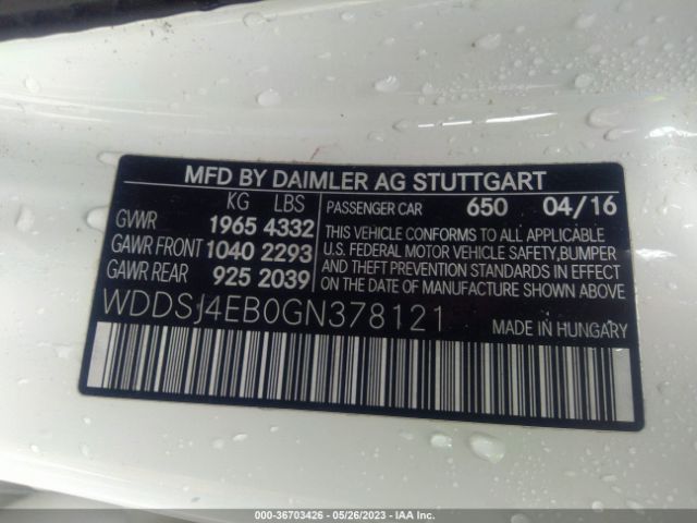 WDDSJ4EB0GN378121 Mercedes-Benz Cla Cla 250
