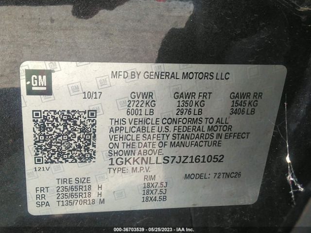 1GKKNLLS7JZ161052 GMC ACADIA SLE