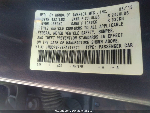 Honda Accord Sedan Ex 2015 1HGCR2F79FA218431 Image 9