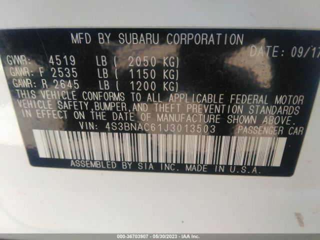 4S3BNAC61J3013503 Subaru Legacy Premium