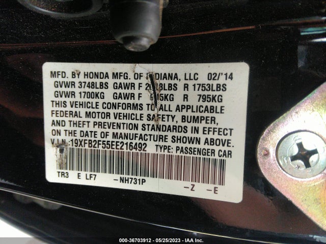 Honda Civic Sedan Lx 2014 19XFB2F55EE216492 Image 9