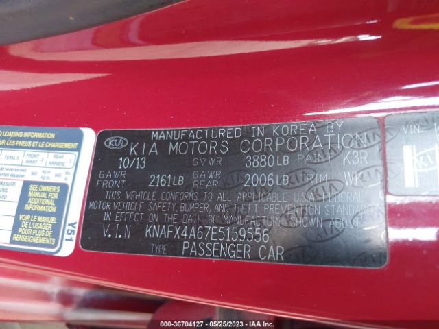 KNAFX4A67E5159556 KIA FORTE LX