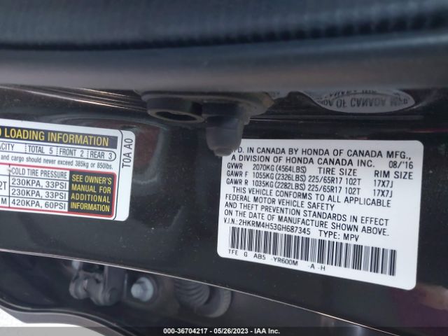 Honda CR-V EX 2016 2HKRM4H53GH687345 Image 9