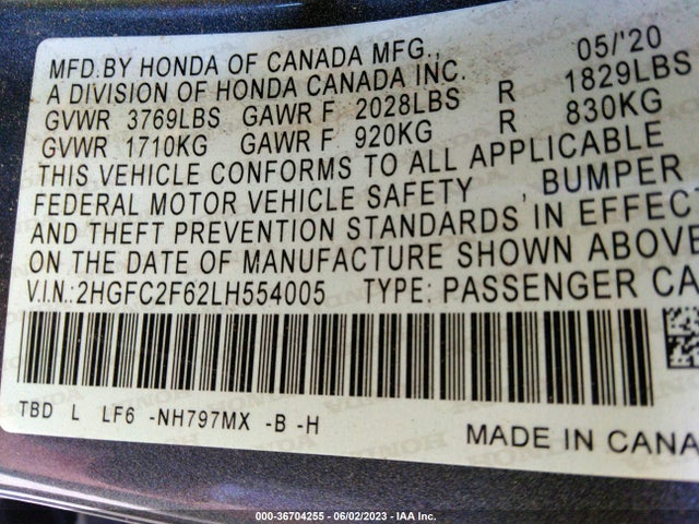 Honda Civic Sedan Lx 2020 2HGFC2F62LH554005 Image 9