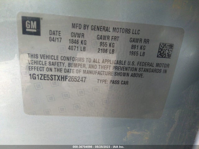 Chevrolet MALIBU LT 2017 1G1ZE5STXHF265247 Image 9