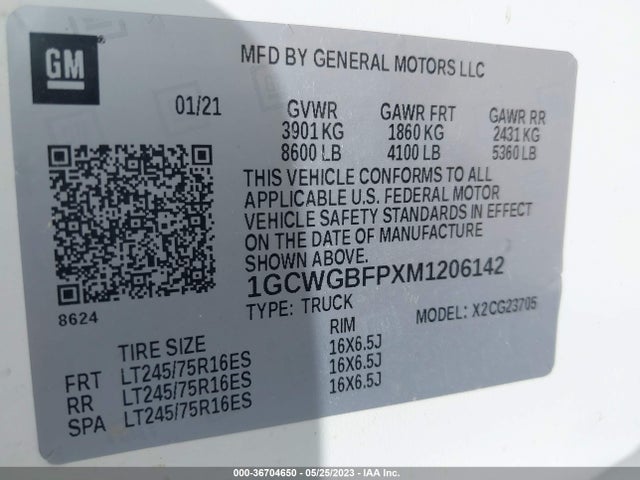 Chevrolet EXPRESS CARGO VAN 2021 1GCWGBFPXM1206142 Image 9
