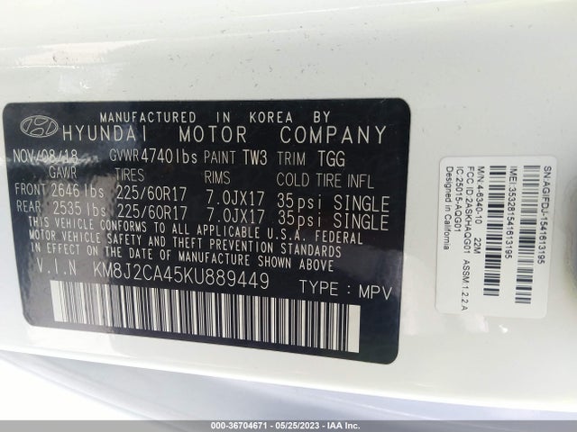 Hyundai TUCSON SE 2019 KM8J2CA45KU889449 Image 9