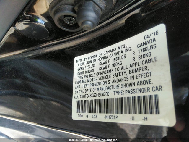 Honda Civic Coupe Lx-p 2016 2HGFC4B05GH304700 Image 10