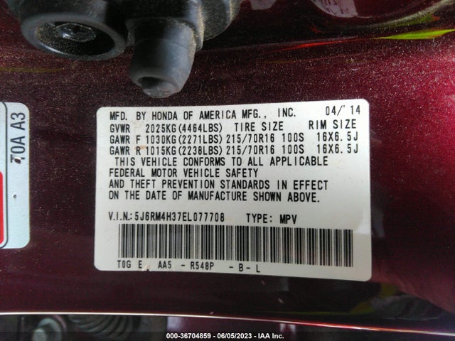 Honda CR-V LX 2014 5J6RM4H37EL077708 Image 9