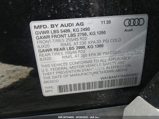 WA1BAAFY7M2034952 Audi Q5 Premium Plus