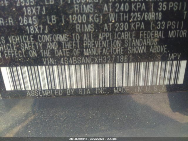 4S4BSANCXH3271861 Subaru Outback Limited