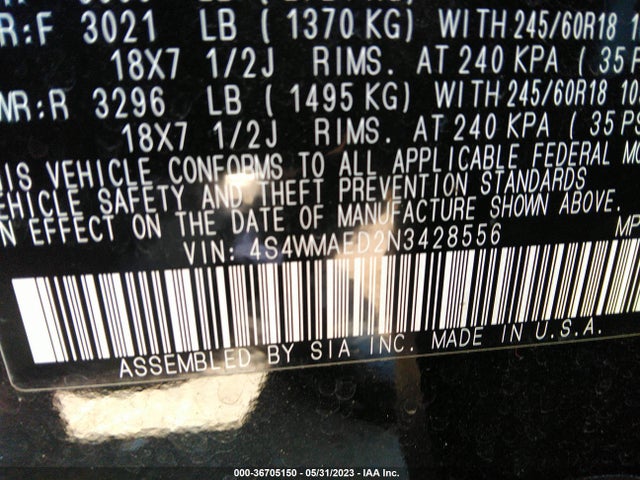 4S4WMAED2N3428556 Subaru Ascent Premium