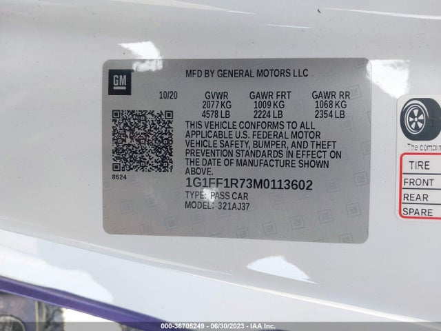 Chevrolet Camaro 1ss 2021 1G1FF1R73M0113602 Image 9