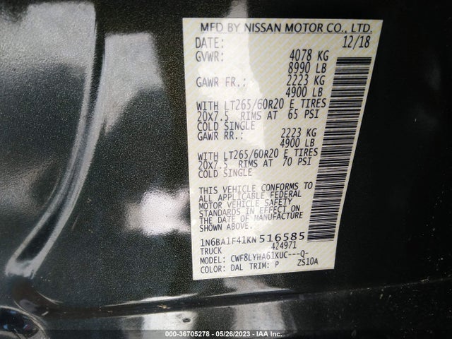 Nissan Titan 2019 1N6BA1F41KN516585 Image 9