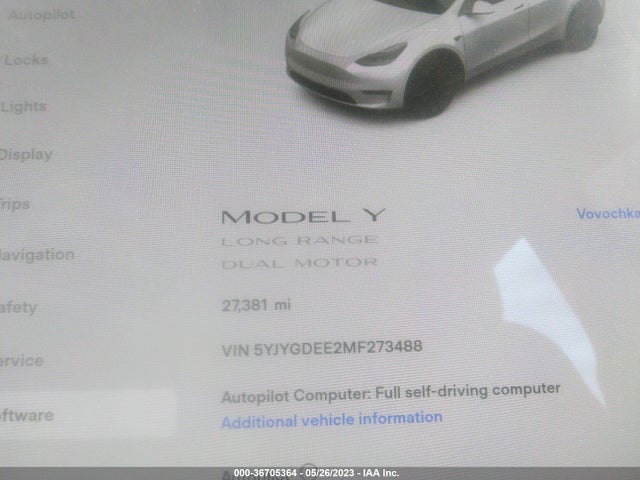 5YJYGDEE2MF273488 Tesla Model Y Long Range