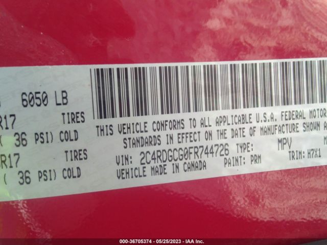2C4RDGCG0FR744726 Dodge Grand Caravan Sxt
