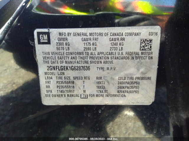 Chevrolet Equinox Ltz 2016 2GNFLGEK1G6287636 Image 10