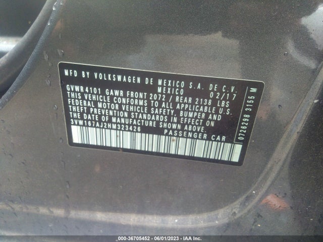 3VW167AJ2HM323426 Volkswagen Jetta 1.4t S
