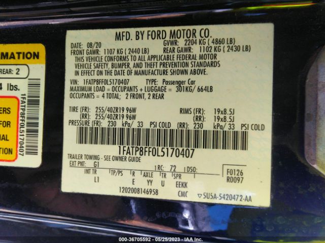 1FATP8FF0L5170407 Ford Mustang Gt Premium