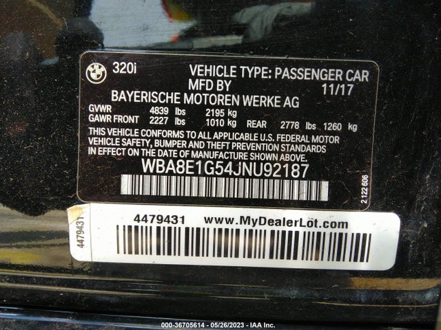 BMW 320i 2018 WBA8E1G54JNU92187 Image 9
