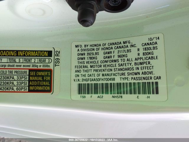 2HGFG4A50FH700498 Honda Civic Coupe Si