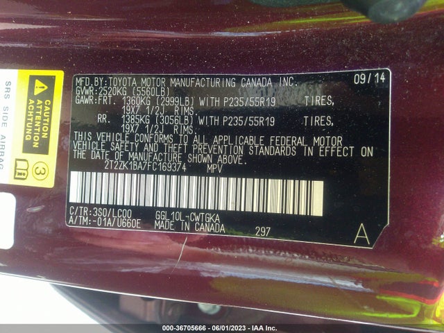 2015 Lexus RX, VIN: 2T2ZK1BA7FC169374