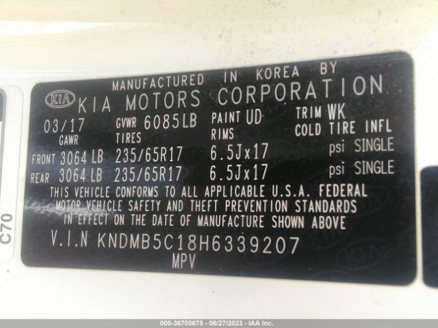 KNDMB5C18H6339207 KIA SEDONA LX