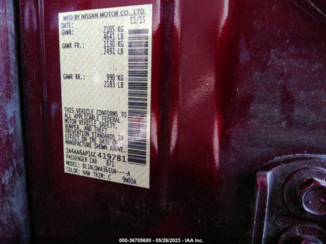 1N4AA6AP1GC419781 Nissan Maxima 3.5 S