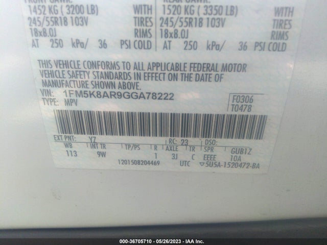 Ford UTILITY POLICE 2016 1FM5K8AR9GGA78222 Image 10