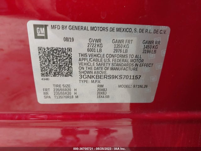 Chevrolet BLAZER RS 2019 3GNKBERS9KS701157 Image 9