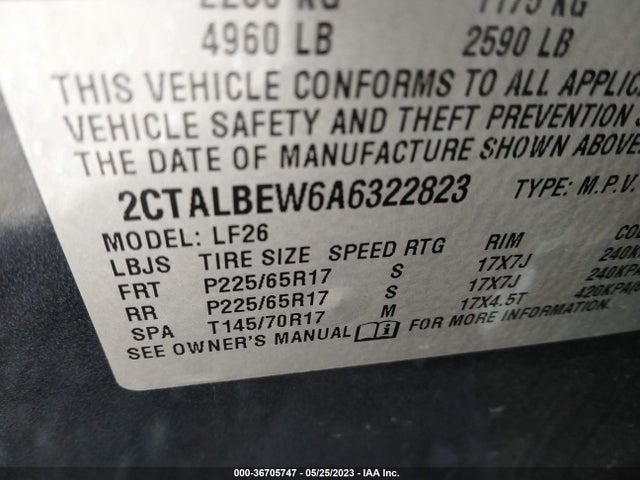 2010 GMC TERRAIN SLE-1 VIN: 2CTALBEW6A6322823