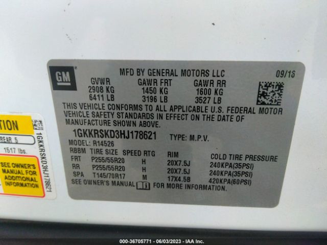 1GKKRSKD3HJ178621 GMC Acadia Limited Limited