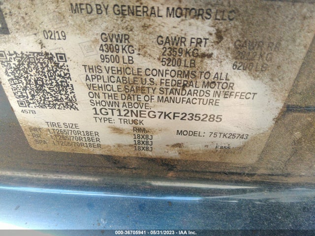 1GT12NEG7KF235285 GMC SIERRA 2500HD