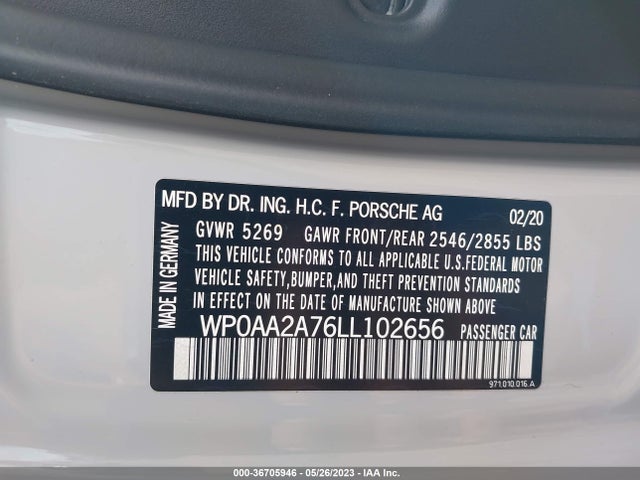 2020 PORSCHE PANAMERA WP0AA2A76LL102656 Photo 8