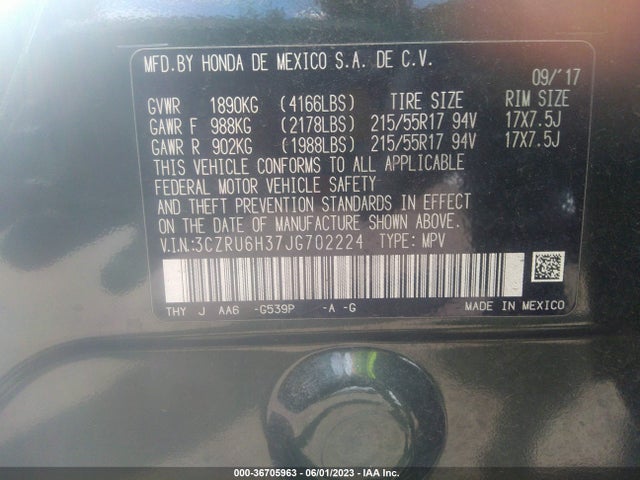 Honda HR-V LX 2018 3CZRU6H37JG702224 Image 9