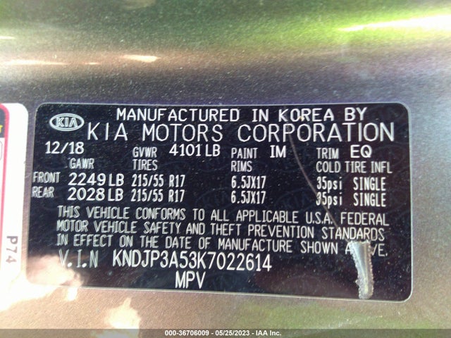 KIA SOUL + 2019 KNDJP3A53K7022614 Image 10