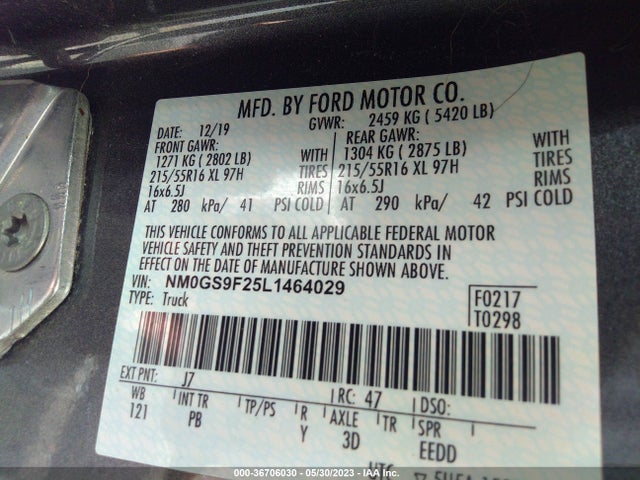 Продажа на аукционе авто 2020 Ford Transit Connect Wagon Xlt, vin: NM0GS9F25L1464029, номер лота: 36706030